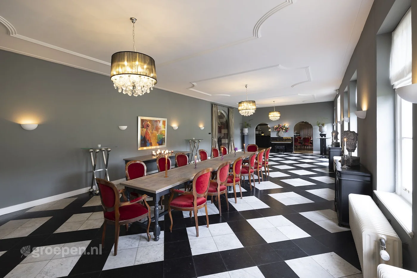 Groepsaccommodatie-Nederland-Havelte-50 personen-HAV-7960-03.jpg, Lange eettafel Groepsaccommodatie-Nederland-Havelte-50 personen-HAV-7960-03.jpg, Lange eettafel